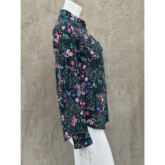 Express Top Women Small Black Dark Floral Portofino Slim Fit Sheer Romantic Work - Picture 3 of 9